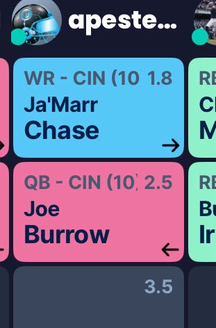 Thought there was no way I’d get the Chase/Burrow stack from the 8 spot in #SFB15 but we will take it all day!