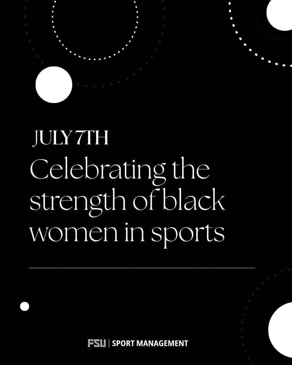 FSUSport's tweet image. β¨ July 7 β Black Women in Sports Day
Honouring all Black women who lead, inspire & break barriers.
Congratulations to Dr. Moyae Williamson-Gourley, FSU SPM doctoral student, now heading to the Univ. of Cincinnati as faculty! π
#FSUSPM #NolesKnowSports