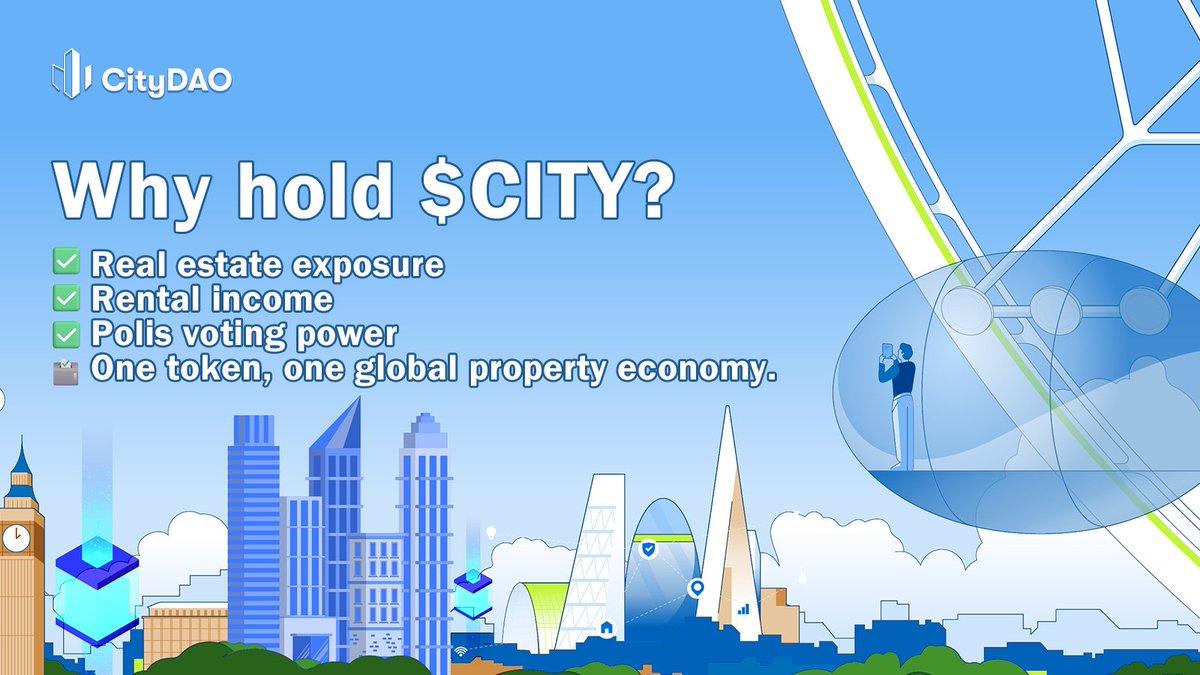 Why hold $CITY?
✅ Real estate exposure
✅ Rental income
✅ Polis voting power
🗳️ One token, one global property economy.