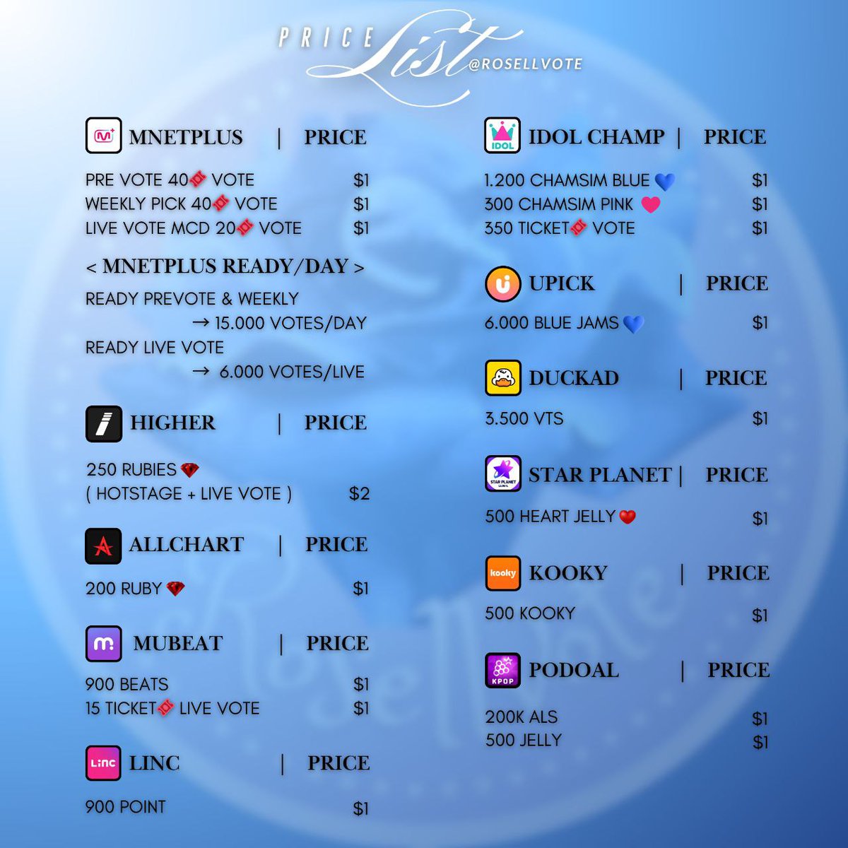 🌸 ROSS SELL 🌸 (@rosellvote) on Twitter photo 🌸 Pricelist of <a href="/rosellvote/">🌸 ROSS SELL 🌸</a> 🌸
💸 Payment : PayPal,🇮🇩E-Wallet & INA BANK , QRIS
📩 DM for Order/Reservation/RT deal
Please mention after DM🫶
wts selling jual vote kpop mnet plus mcountdown idolchamp show champion allchart music bank mubank mubeat mucore higher inkigayo linc 🌸 Pricelist of <a href="/rosellvote/">🌸 ROSS SELL 🌸</a> 🌸
💸 Payment : PayPal,🇮🇩E-Wallet & INA BANK , QRIS
📩 DM for Order/Reservation/RT deal
Please mention after DM🫶
wts selling jual vote kpop mnet plus mcountdown idolchamp show champion allchart music bank mubank mubeat mucore higher inkigayo linc