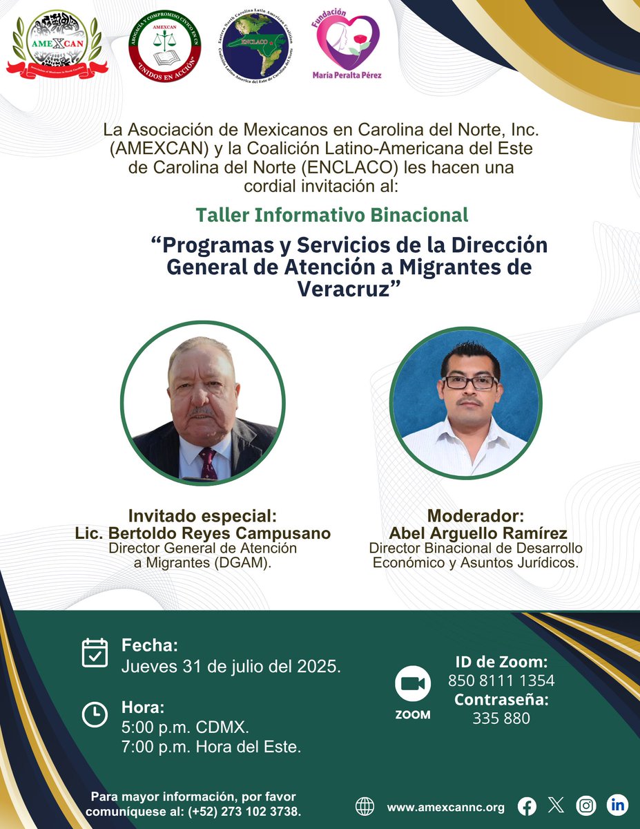 El objetivo general de esta reunión es dar a conocer los programas y servicios que la Dirección General de Atención a Migrantes (DGAM) ofrece para los connacionales en retorno, así como los servicios que esta dependencia ofrece para las familias de los migrantes en Veracruz.