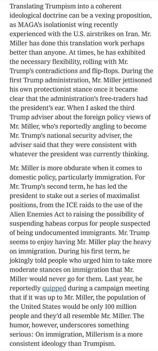 Stephen Miller is effectively the head of Homeland Security, the head of the Department of Justice, and Trump’s Senior Domestic Policy Advisor.