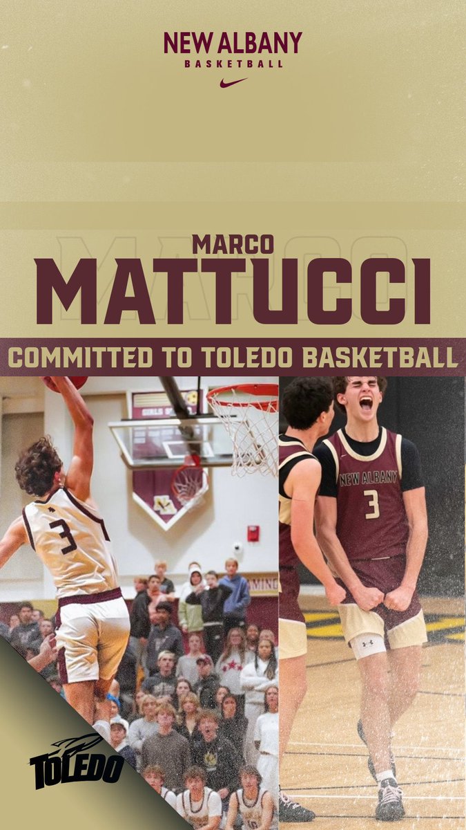 Matt Weikert (@mattweikert1) on Twitter photo Congratulations to <a href="/NewAlbanyHSBB/">New Albany Boys Basketball</a> <a href="/marcomattucci_/">Marco Mattucci</a> on his COMMITMENT to play college basketball for <a href="/Toledo_MBB/">Toledo Men's Basketball</a> and <a href="/Coach_Kowalczyk/">COACH TK</a> !!
The BEST is yet to come!! Congratulations to <a href="/NewAlbanyHSBB/">New Albany Boys Basketball</a> <a href="/marcomattucci_/">Marco Mattucci</a> on his COMMITMENT to play college basketball for <a href="/Toledo_MBB/">Toledo Men's Basketball</a> and <a href="/Coach_Kowalczyk/">COACH TK</a> !!
The BEST is yet to come!!