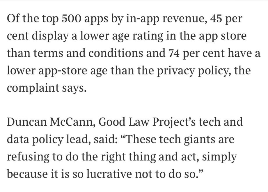 Melissa_M818's tweet image. 🚨🚨 Of the top 500 apps in @AppStore and @GooglePlay:

➡️ 45% display a lower age rating than their own terms of service.

➡️ 74% display a lower age rating than their privacy policy.

The Apple and Google age rating system is broken. 

#AppStoreAccountability