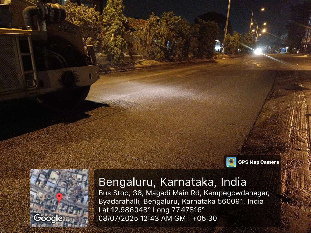 Magadi Road is being resurfaced as part of ongoing asphalting work to ensure smoother traffic flow.

#BBMP #BBMPCares #DKShivakumar #bbmpchiefcommissioner
