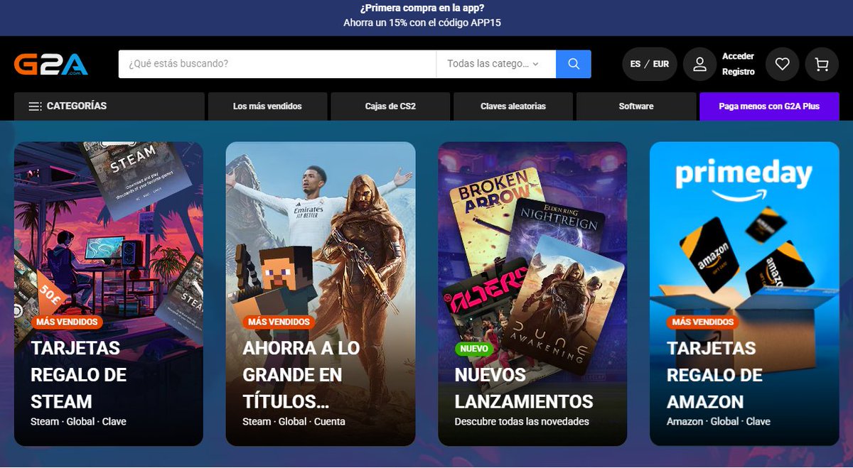 Steam, Amazon y más... ¡Todo en un clic en el mayor marketplace digital! ⚡
👉 g2a.com/n/tsqd