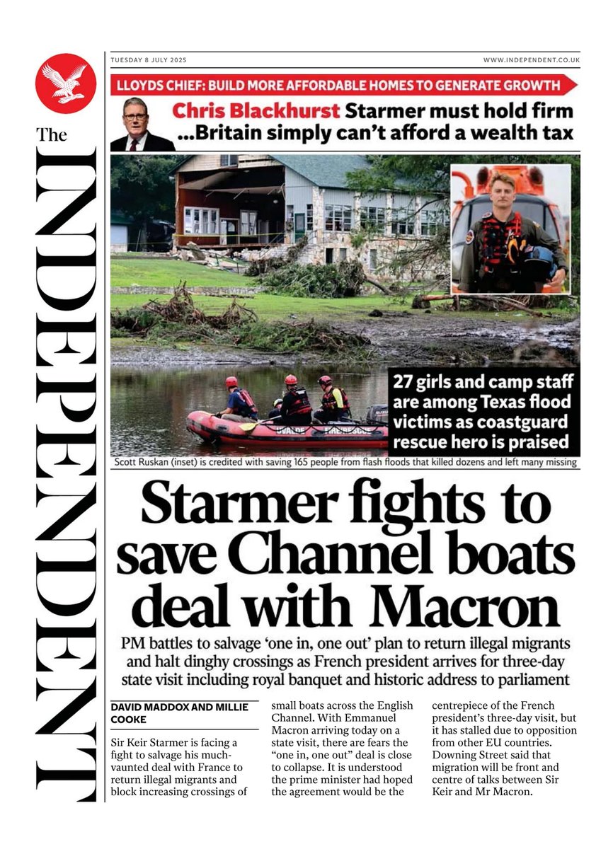 ๐ต๐๐๐๐ ๐ฟ๐๐๐๐ ๐๐๐๐๐ข ๐ฐ (@ukpapers) on Twitter photo ๐ฌ๐ง Starmer Fights To Save Boats Deal With Macron
โซDowning Street insists the deal is not dead, but admitted the picture is โcomplexโ as Britain is on course for a new record in illegal crossings
โซ<a href="/cooke_millie/">Millie Cooke</a> <a href="/DavidPBMaddox/">David Maddox</a>
โซis.gd/iV6ygh
#frontpagestoday #digital ๐ฌ๐ง Starmer Fights To Save Boats Deal With Macron
โซDowning Street insists the deal is not dead, but admitted the picture is โcomplexโ as Britain is on course for a new record in illegal crossings
โซ<a href="/cooke_millie/">Millie Cooke</a> <a href="/DavidPBMaddox/">David Maddox</a>
โซis.gd/iV6ygh
#frontpagestoday #digital