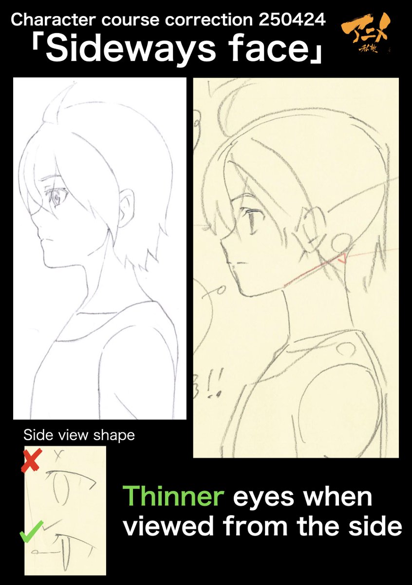 PrivateAnime's tweet image. Character course correction 250424
「Sideways face」