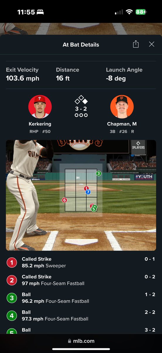 He struck out Chapman three times #RingTheBell thanks blue