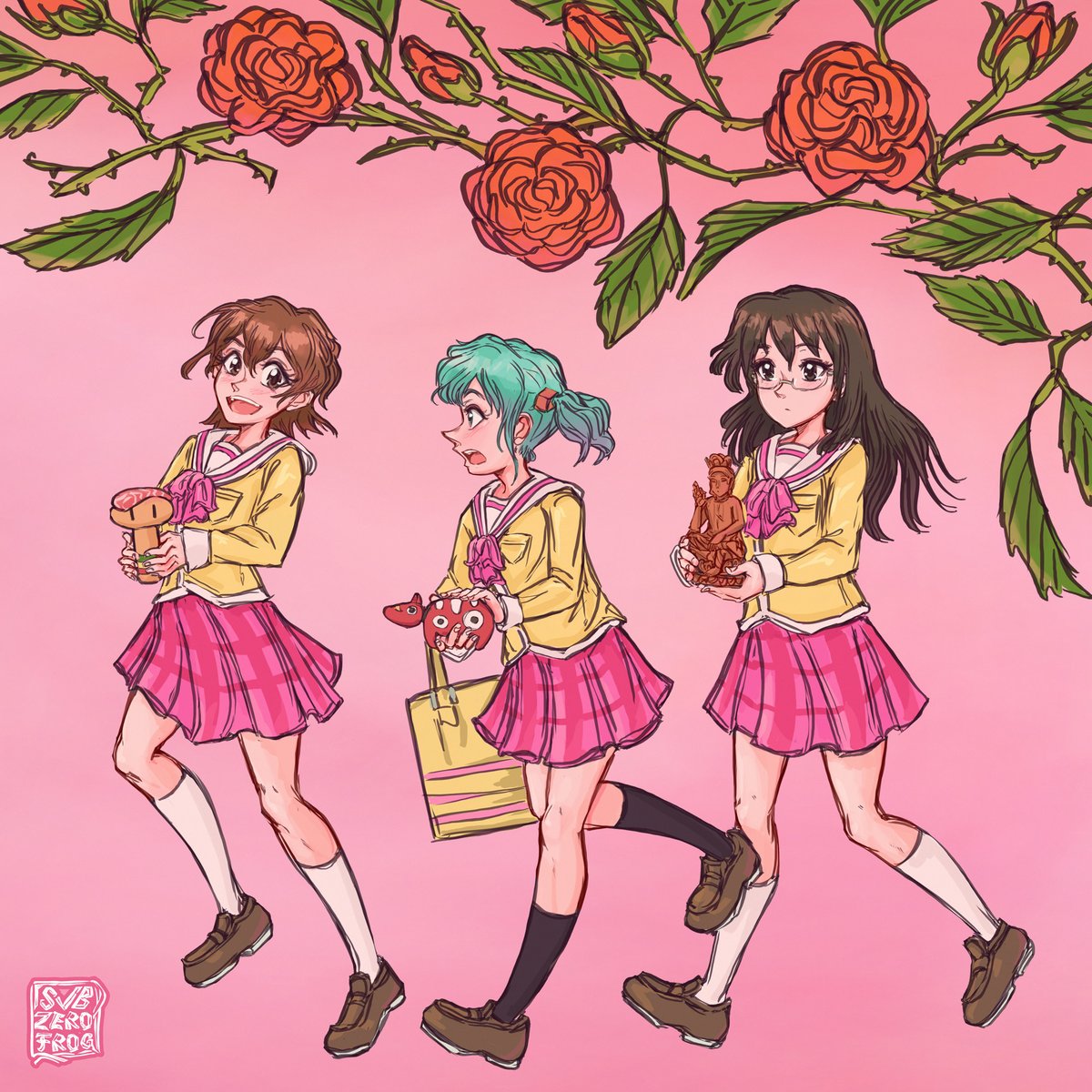 study of official art, although I've changed around the palette a bit and added flowers #Nichijou #あらゐけいいち  #日常  #TheLotusArc