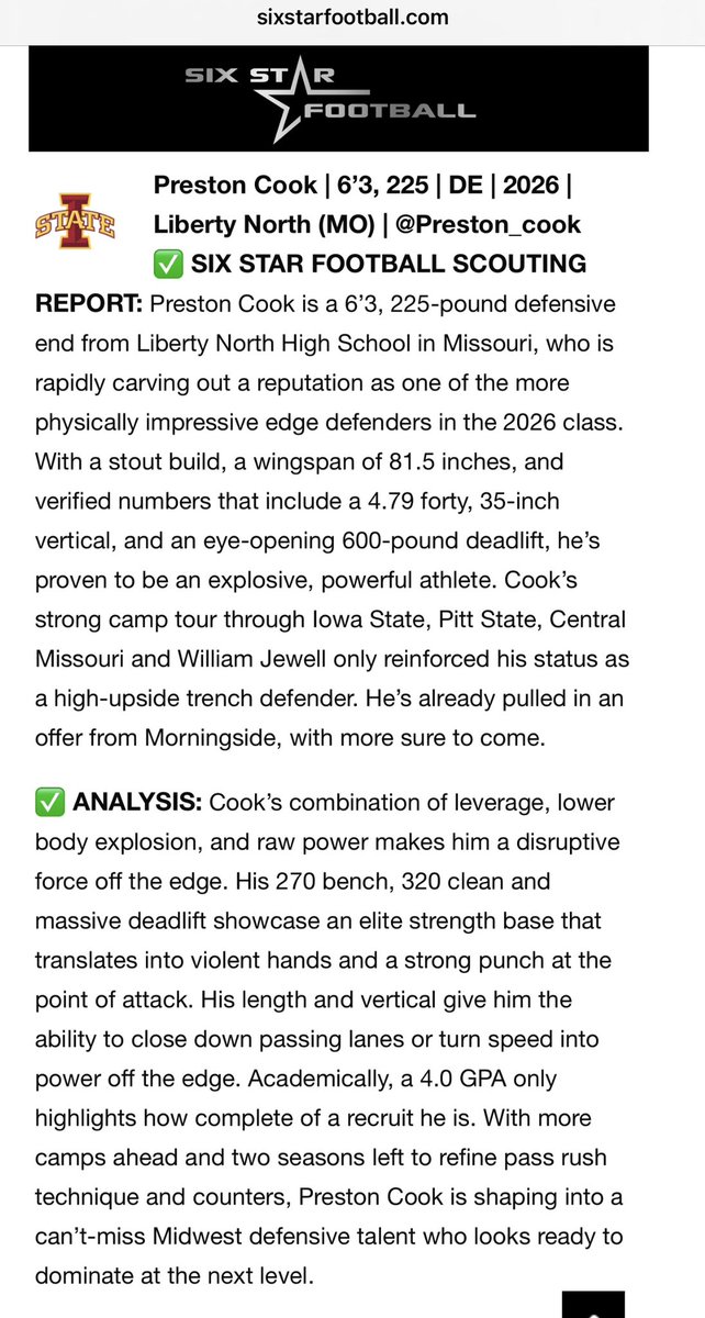 Preston Cook (@preston_cook) on Twitter photo Thanks you for the write up <a href="/sixstarfootball/">Six Star Football | PLUS+</a> . Just a few camps left in July before the 2025 football season is in full swing.
<a href="/RecruitLNEagles/">Liberty North Football Recruiting</a> <a href="/LNEagleFootball/">Eagle Football</a> <a href="/CoachALierman/">Coach Lierman</a> <a href="/jeremycrabtree/">Jeremy Crabtree</a> <a href="/ElevateRecruits/">Elevate Recruits</a> Thanks you for the write up <a href="/sixstarfootball/">Six Star Football | PLUS+</a> . Just a few camps left in July before the 2025 football season is in full swing.
<a href="/RecruitLNEagles/">Liberty North Football Recruiting</a> <a href="/LNEagleFootball/">Eagle Football</a> <a href="/CoachALierman/">Coach Lierman</a> <a href="/jeremycrabtree/">Jeremy Crabtree</a> <a href="/ElevateRecruits/">Elevate Recruits</a>