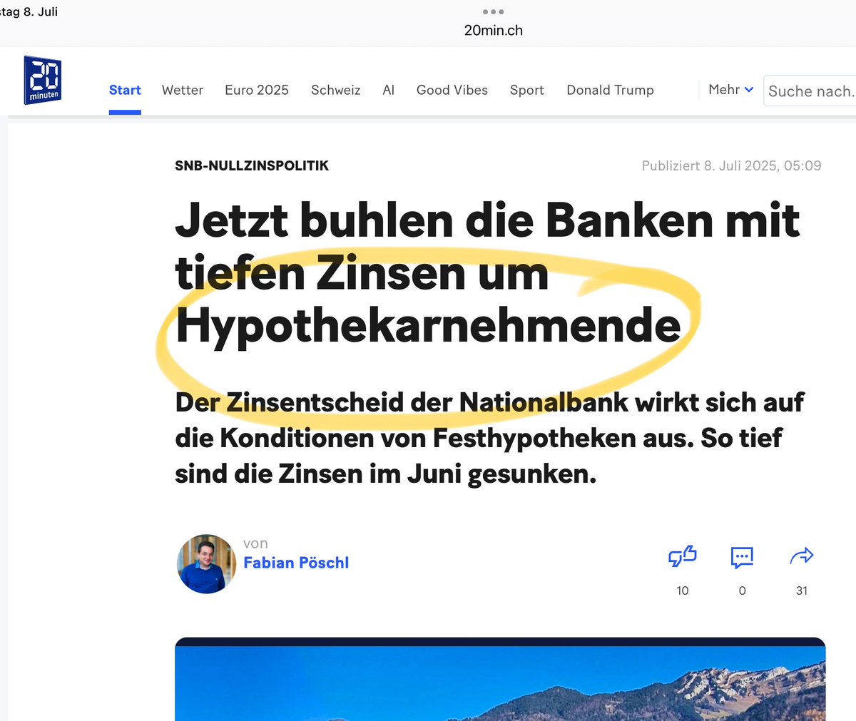 Dominik Feusi 👉🏻 (fi.) – (@feusl) on Twitter photo «Hypothekarnehmende»? Kennt das ideologische Verhunzen der Sprache wirklich keine Grenzen bei <a href="/20min/">20 Minuten</a>, obwohl die Bevölkerung Gendersprache klar ablehnt?
nebelspalter.ch/themen/2025/07… «Hypothekarnehmende»? Kennt das ideologische Verhunzen der Sprache wirklich keine Grenzen bei <a href="/20min/">20 Minuten</a>, obwohl die Bevölkerung Gendersprache klar ablehnt?
nebelspalter.ch/themen/2025/07…