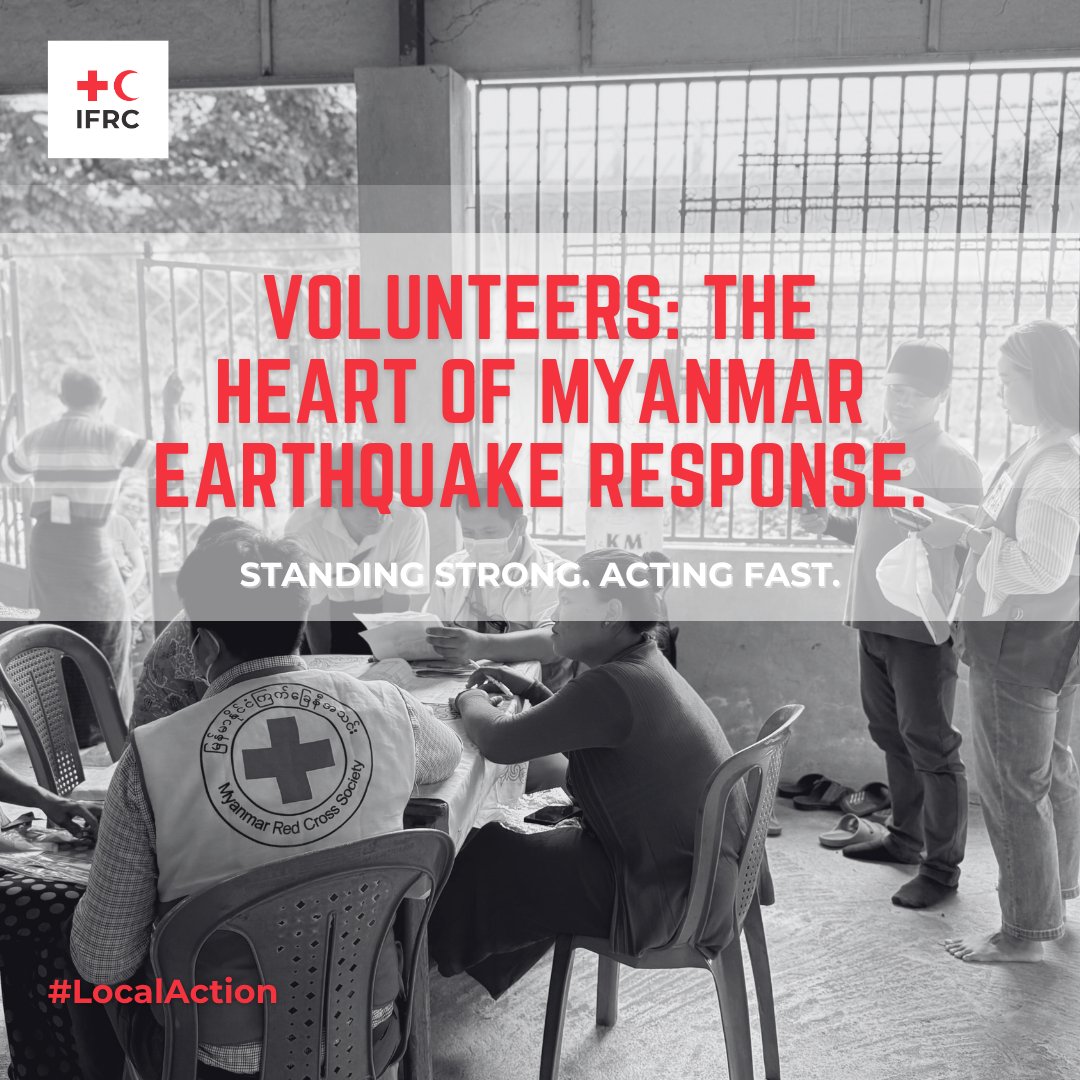 IFRCAsiaPacific's tweet photo. In Myanmar’s darkest hours, volunteers became the light.
From delivering aid to supporting recovery, they are the first to respond and the last to leave.
#LocalActionGlobalReach https://t.co/8R6tfgeF0I