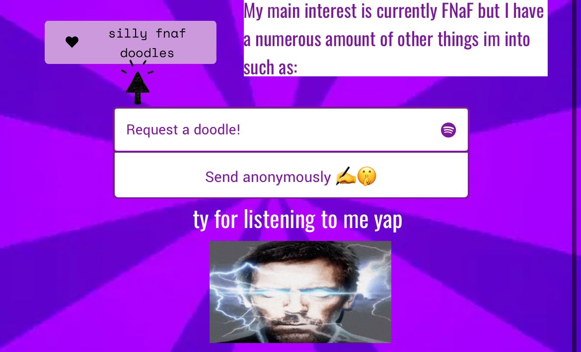 Springdoodle's tweet image. springdoodle.straw.page
Visit my page to request a fnaf doodle because im bored and idk what to draw (will be posted)