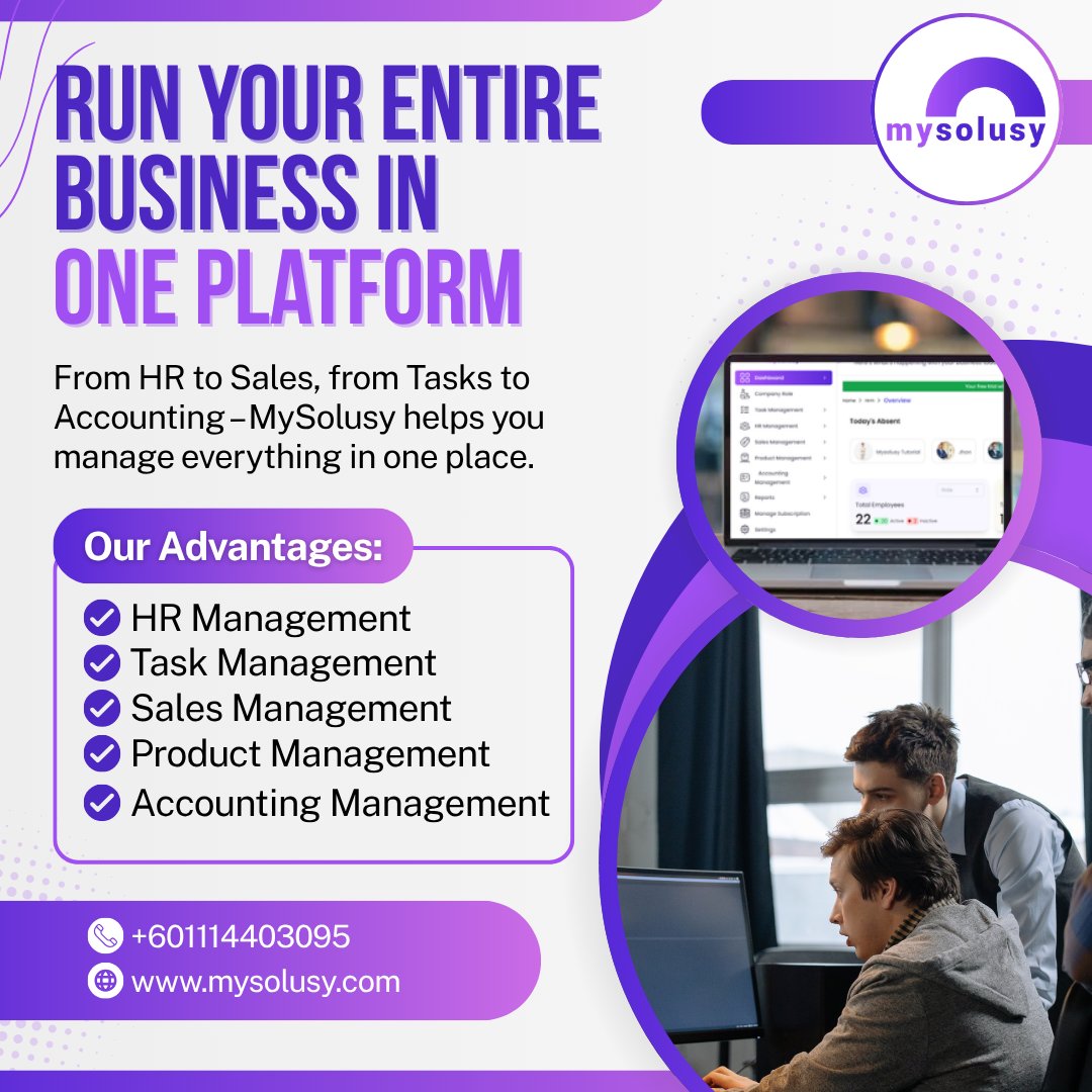 mysolusy's tweet image. 🚀 Run your entire business in one place with MySolusy!
All-in-one solution for HR, Sales, Accounting, Task &amp;amp; Product Management.
Boost productivity &amp;amp; streamline operations today.
📞 +601114403095 | 🌐 mysolusy.com

#MySolusy #BusinessTools #AllInOneSoftware