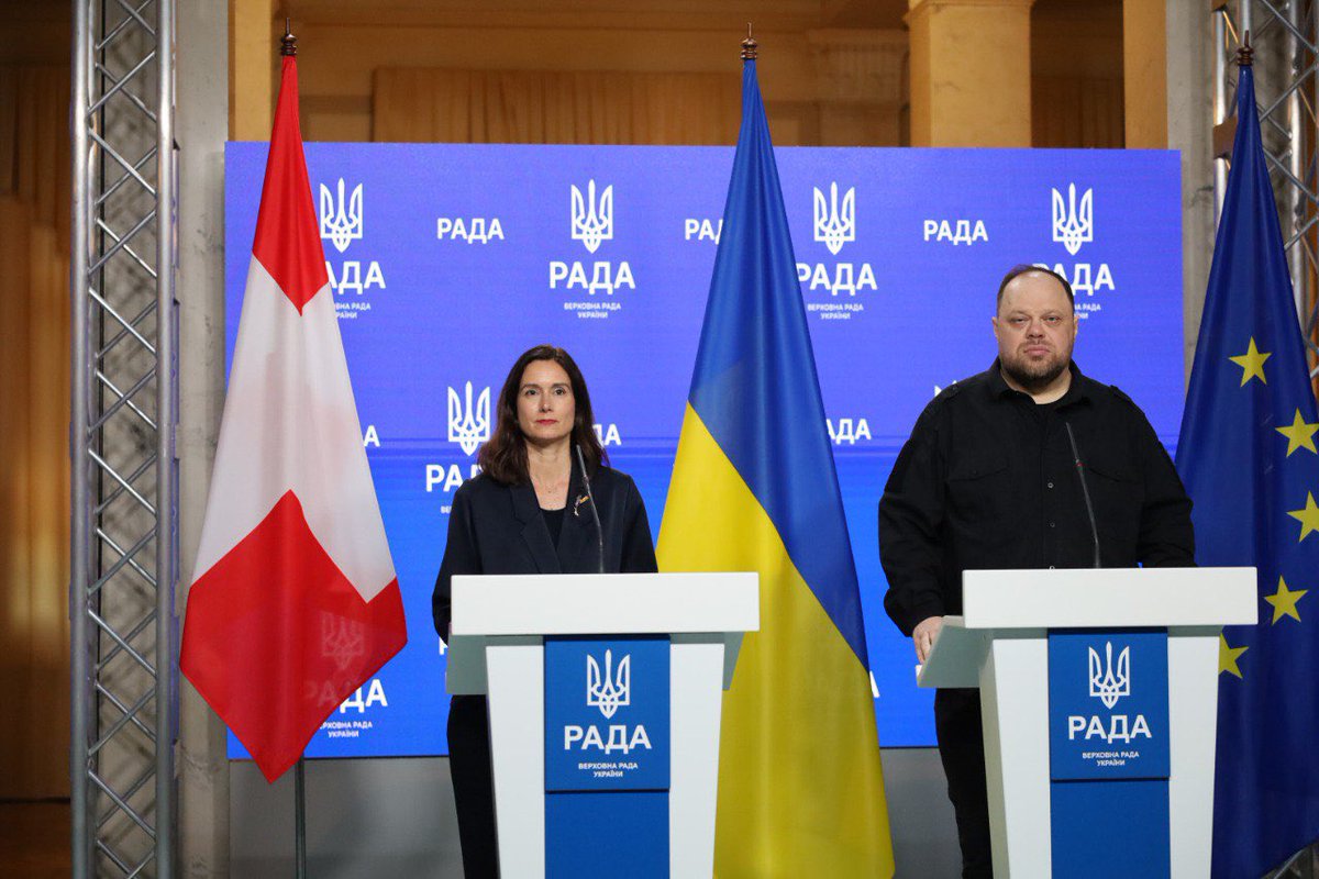 SwissUA's tweet image. Yesterday, the President of the National Council of the Swiss Parliament, Maja Riniker, arrived in Kyiv and met with 🇺🇦 leadership - President Zelenskyy and Chairman of the Verkhovna Rada Stefanchuk. 
🇨🇭remains a reliable partner to 🇺🇦 and continues high-level political dialogue.