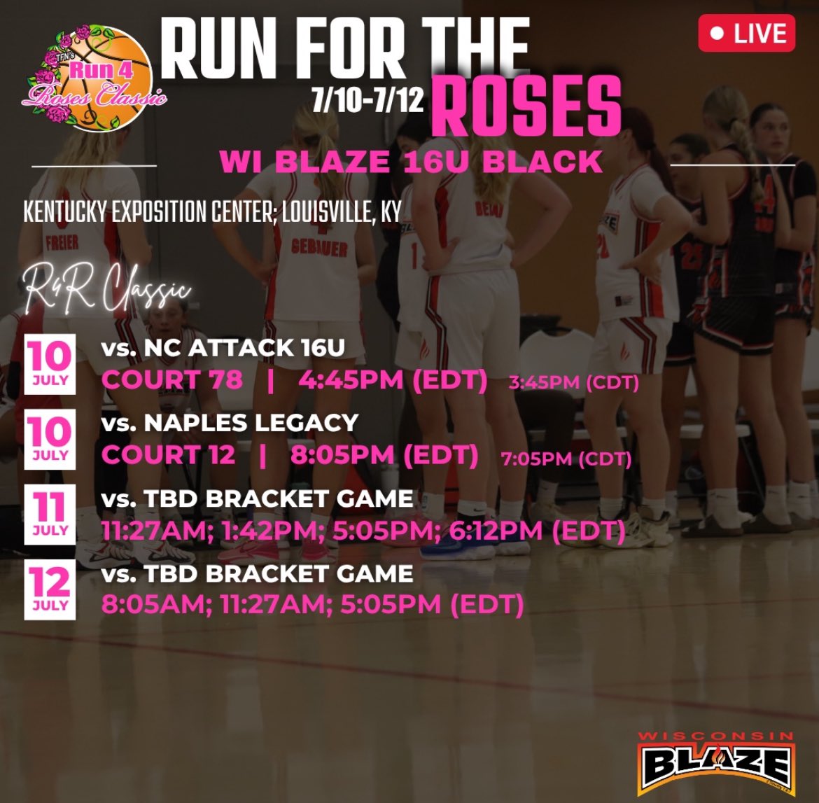 Paige Pommerich (@paige_pommerich) on Twitter photo Me and my teams schedule for this weekend at <a href="/TFNsRun4Roses/">TFN's Run 4 Roses</a> !! <a href="/WisconsinBlaze/">Wisconsin Blaze Girls Basketball</a> <a href="/LisaMVanWyk/">Lisa Van Wyk</a> Me and my teams schedule for this weekend at <a href="/TFNsRun4Roses/">TFN's Run 4 Roses</a> !! <a href="/WisconsinBlaze/">Wisconsin Blaze Girls Basketball</a> <a href="/LisaMVanWyk/">Lisa Van Wyk</a>
