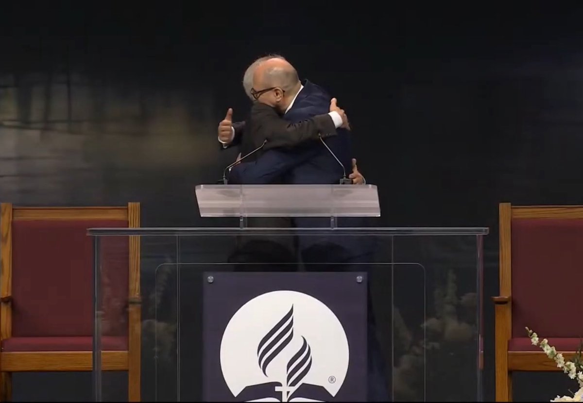 A picture is worth a thousand words. Incoming Inter-European Division (EUD) President Barna Magyarosi stands with outgoing President Elder Mario Brito. Their graciousness toward one another is a beautiful example of how generational leadership transition should take place. #GCS25