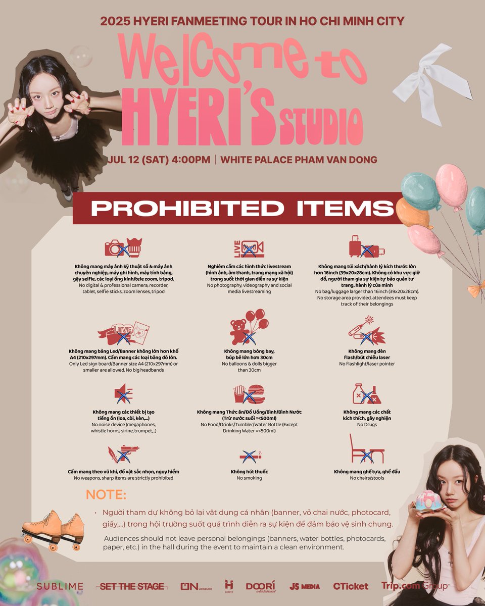 💞 TIMELINE &amp; EVENT GUIDELINES FOR &lt;WELCOME TO HYERI’S STUDIO&gt; IN HO CHI MINH CITY 💞

Please check carefully and follow the timeline and guidelines so we can all have a memorable day with HYERI 🥰

🔗 Get tickets here 👇🏻
CTicket.vn: cticket.vn/en/event/2025-…

2025