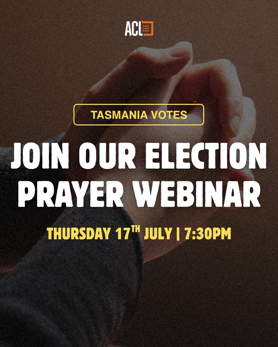 ACLobby's tweet image. As election day is fast approaching, we are reminded of the importance of being God’s representatives here on earth in every area of life - including how we vote.
In the lead up to State Election Day on Saturday 19 July, we would like to invite you to pause with us to pray.
We…