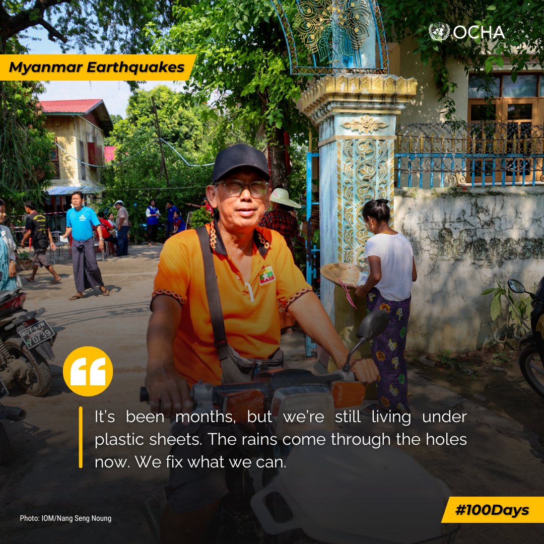 It has been #100Days since the earthquakes, yet many families are still sleeping under torn plastic sheets that were never meant to last this long.
The monsoon rains are already here and the need for durable shelter is more urgent than ever.