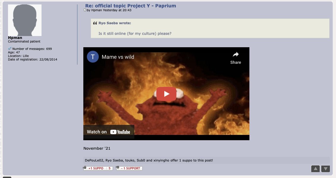 Fact... <a href="/The_Hpman/">Hpman</a> did crack Paprium 3 years ago. No one believed my dump was real, or his demo was legit, so it sat and festered on <a href="/internetarchive/">Internet Archive</a>  🤷‍♂️ gamopat-forum.com/t125430p480-to…