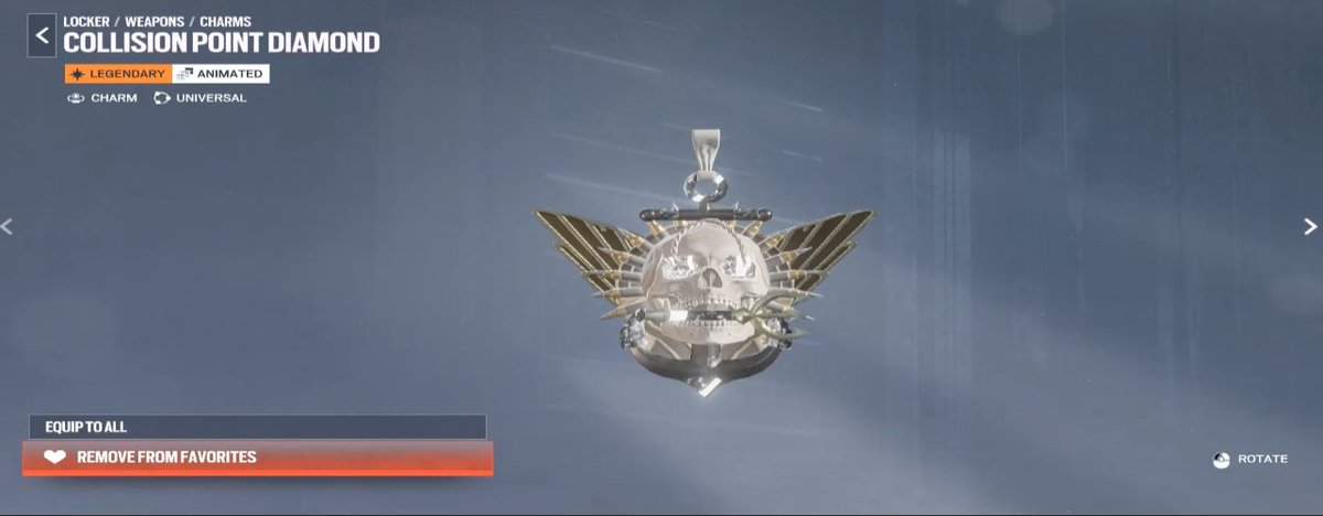 twowayteeth's tweet photo. @UbisoftSupport Please fix collision point diamond charm. It is NOT PURPLE. pls fix it looks like I got silver lmao!!!!! 🙏🙏🙏 https://t.co/T061sMdVCA