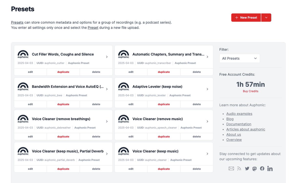 Tried cleanvoice, descript, assemblyAI but this one works like magic to treat my audio in video recording, recommending <a href="/auphonic/">Auphonic</a>