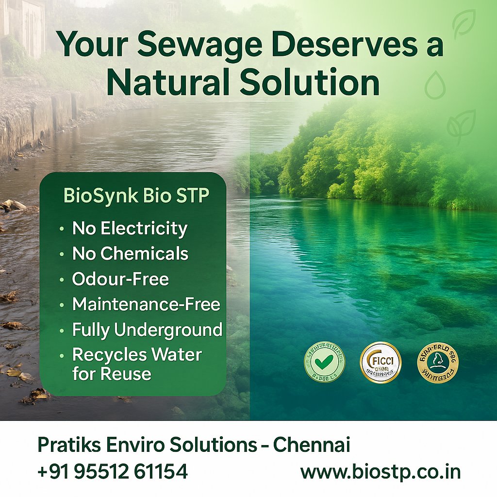 bio_synk's tweet image. 🚿 Stop Flushing Nature Down the Drain!
Transform your waste into reusable water with BioSynk Bio STP – Chennai’s smartest, eco-friendly sewage solution.

📞 Call Now: +91 95512 61154
📍 Pratiks Enviro Solutions – Chennai
🔗 biostp.co.in

#SewageTreatmentPlant #BioSTP