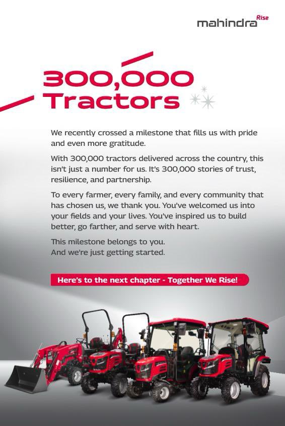 A significant milestone for Mahindra Agri North America <a href="/Mahindra_USA/">Mahindra Ag North America</a> 

I vividly remember when our  company tentatively introduced our tractors to the USA more than 3 decades ago.  

We had a legendary colleague, Rip Evans who—dressed in his trademark ironed jeans and cowboy hat