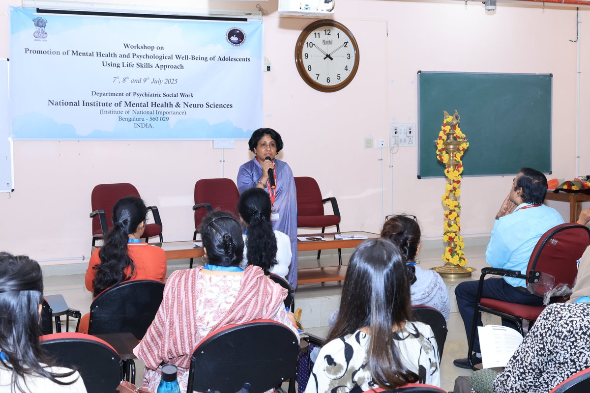 NIMHANS_BLR's tweet image. A three-day workshop on "Promotion of Mental Health and Psychological Well-being of Adolescents Using the Life Skills Approach" was inaugurated on 07/07/2025 at NIMHANS, hosted by the Department of Psychiatric Social Work.
#nimhans #mentalhealth #wellbeing #lifeskills