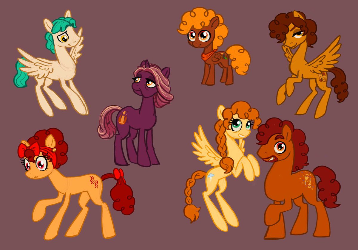 So this is silly but a friend asked me to draw Bruno as an MLP pony. So I... Drew the whole... Fam.... 🥺🫣