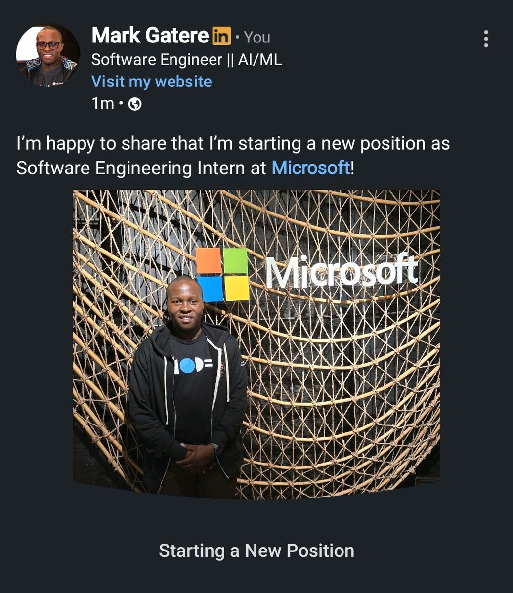 gatere_mark's tweet image. New role 🥹
Software Engineering Intern @Microsoft 🎉

❤️💚
💙💛

#Internship