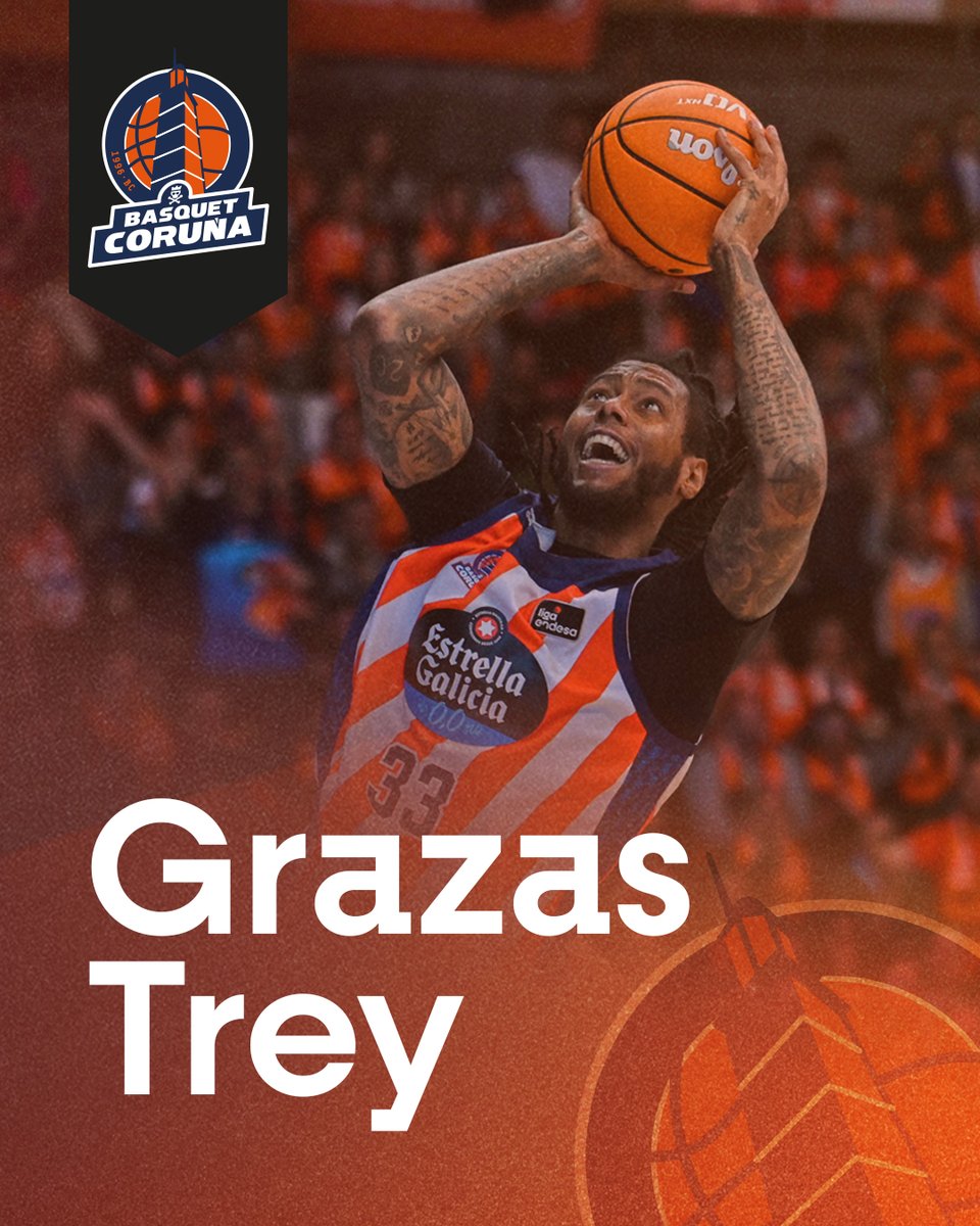 basquetcoruna's tweet photo. GRAZAS TREY 🧡

Un referente dentro y fuera de la cancha para tod@s 🏀

Echaremos mucho de menos tu calidad humana y baloncestística🫂 https://t.co/7Rei8ad4QH