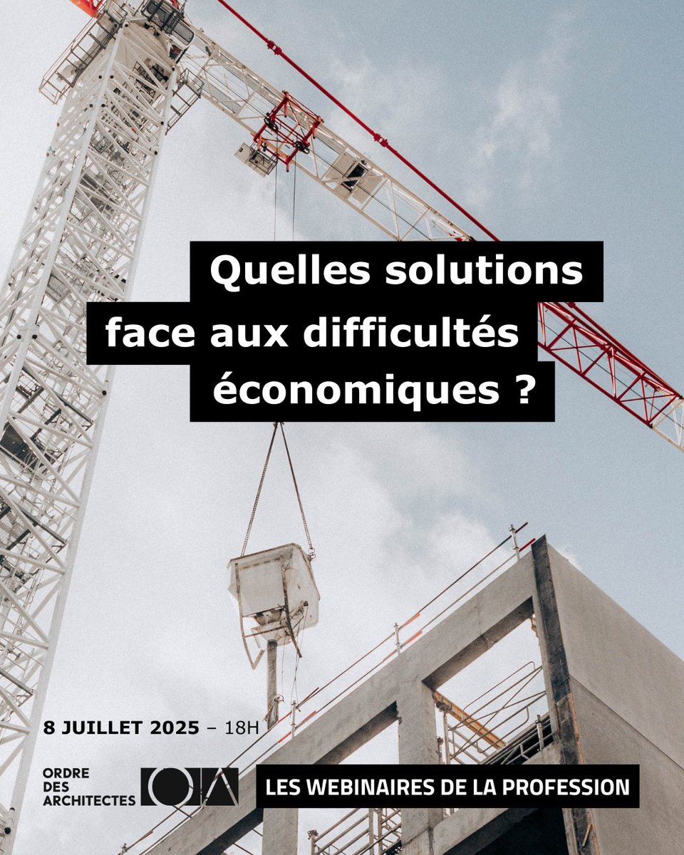 Délais qui s’allongent, trésorerie sous tension… les agences d’archi font face à de vraies difficultés.

Ce soir à 18h, un webinaire utile et concret avec <a href="/Bpifrance/">Bpifrance</a>, <a href="/MAFassurances/">MAF</a>, Extensy :
« Quelles solutions face aux difficultés économiques ? »

🔗architectes.org/evenements/sou…