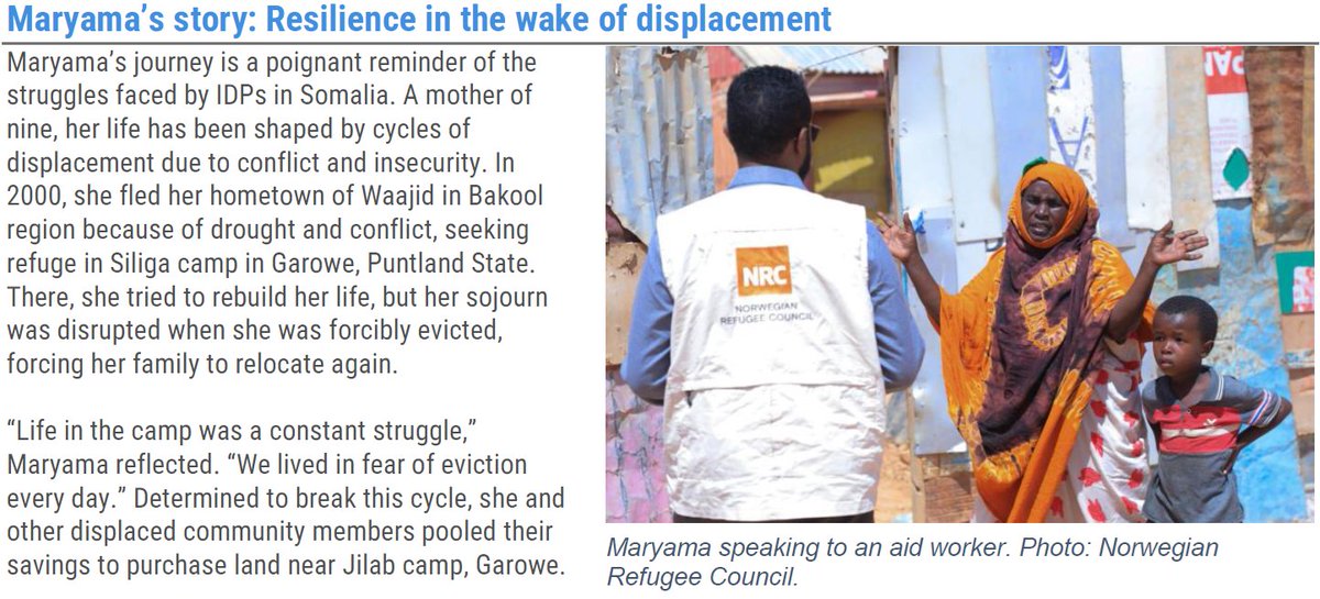 A journey of struggle in displacement in #Somalia.

Maryama, mother of 9, abandoned her home due to conflict.

Living in an IDP site, she pooled savings to buy land, but life remains a struggle.

Story on page 5:

shorturl.at/9XoUO