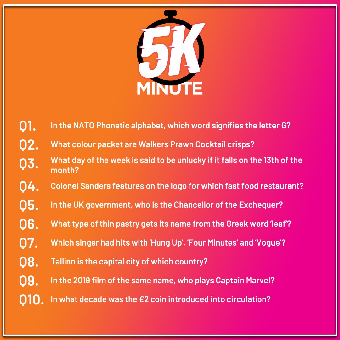 💰6/10 for Val this morning 👏🏼
Answers 👉🏼 bit.ly/TayFM-5K-Minute