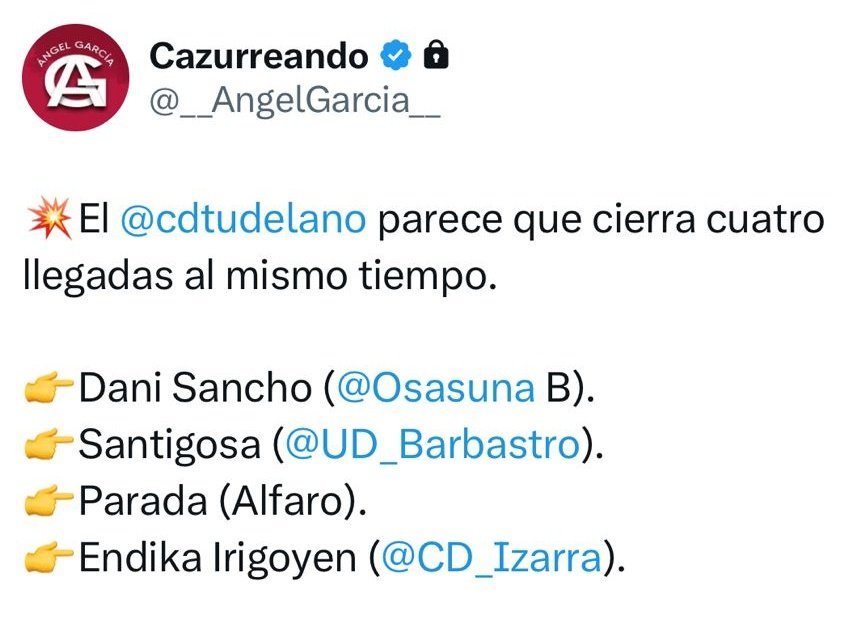 Parece que vienen cuatro fichajes de una tacada   según informa <a href="/__AngelGarcia__/">Cazurreando</a>  ⚽⚽