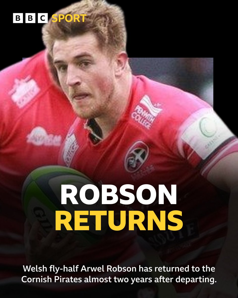 BBC Sport Cornwall (@cornwallsport) on Twitter photo Arwen Robson is a Pirate again
More here: bbc.co.uk/sport/rugby-un… Arwen Robson is a Pirate again
More here: bbc.co.uk/sport/rugby-un…