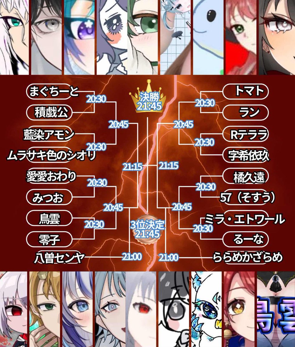【トーナメント表⚡発表】

対戦トーナメントの発表ー！
コチラ！✨

果たして優勝者は誰になるのか！✨
当日が楽しみです🔥

#Vtuber準備中
#ふわっちVライバー
#おやすみVライバー