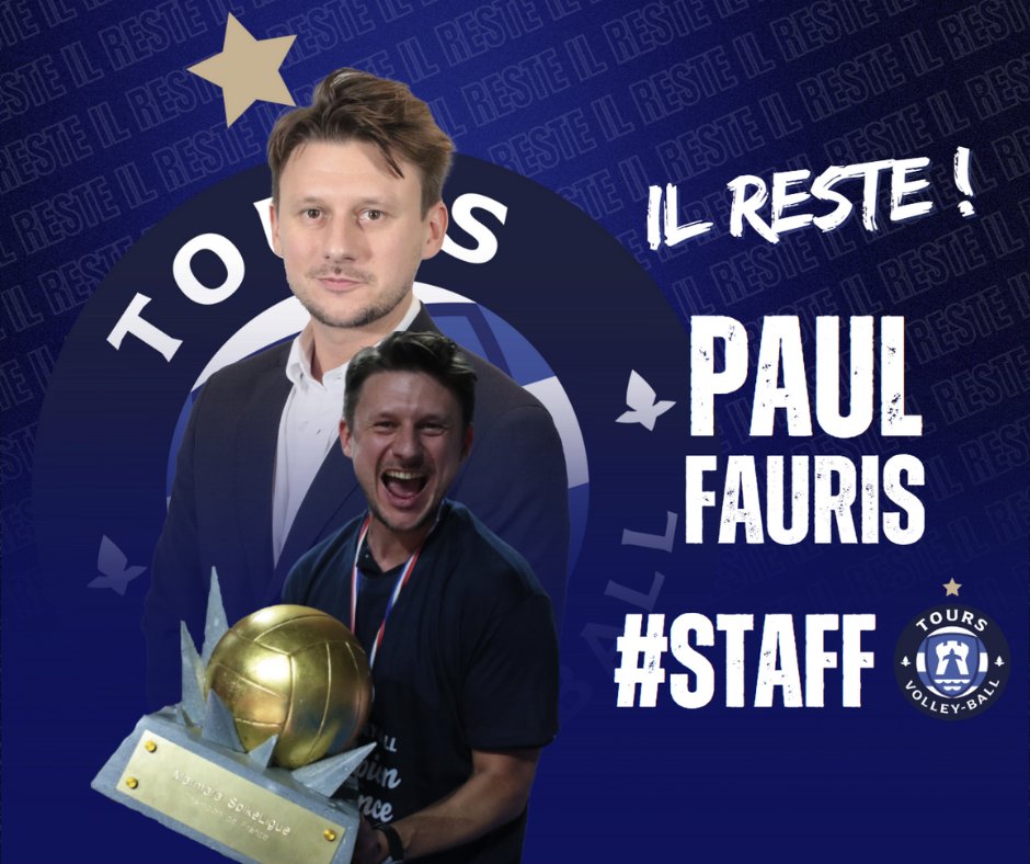 🔵 Ils restent !
Le staff du Tours Volley-Ball continue l’aventure pour la saison 2025-2026 !
Toujours engagés, toujours passionnés, ils seront à nouveau aux commandes pour faire briller le TVB sur tous les terrains