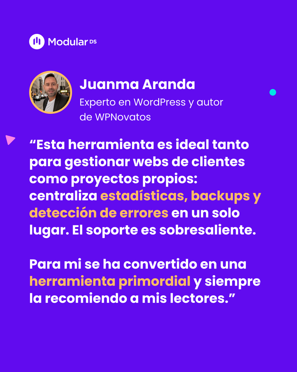 ModularDS (@modulards) on Twitter photo Gracias, <a href="/JuanmaAranda/">Juanma Aranda</a>, por confiar en Modular DS para gestionar todas tus webs de WordPress 💜 Siempre nos alegra ver cómo caras conocidas de la comunidad trabajan con nuestra herramienta 🚀 Gracias, <a href="/JuanmaAranda/">Juanma Aranda</a>, por confiar en Modular DS para gestionar todas tus webs de WordPress 💜 Siempre nos alegra ver cómo caras conocidas de la comunidad trabajan con nuestra herramienta 🚀