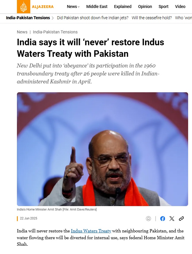 Does Modi's gov. want a new round of war? The language of the threat reveals that India hasn't absorbed the lesson it received a month ago.
🔴Who benefits from provoking a conflict between two nuclear powers?
Is it Pakistan's turn after Iran ?

I do not doubt for a moment that