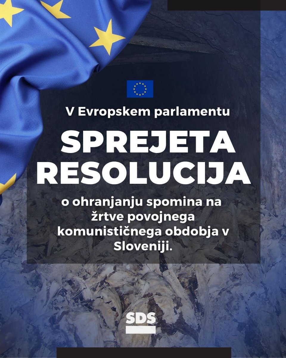 strankaSDS's tweet image. 🇪🇺 Evropski parlament je danes na plenarnem zasedanju sprejel pomembno Resolucijo o ohranjanju spomina na žrtve povojnega komunističnega obdobja v Sloveniji.
🇸🇮 Gre za zgodovinsko priznanje trpljenja več kot 100.000 Slovencev, ki so bili po drugi svetovni vojni žrtve represije…