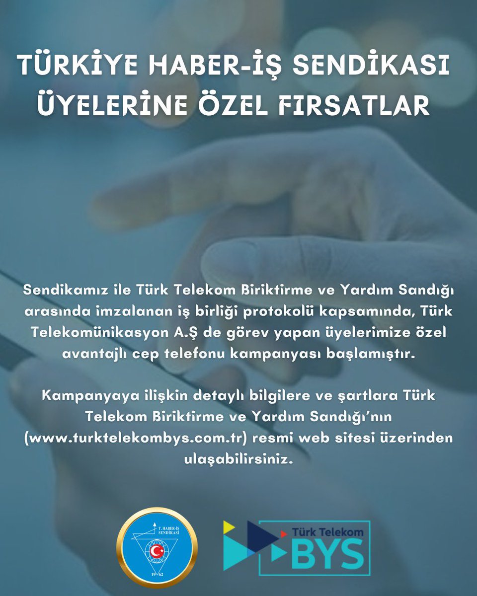 Veli SOLAK (@velisolak) on Twitter photo SENDİKA ÜYELERİMİZE ÖZEL CEP TELEFONU KAMPANYASI
Sendikamız <a href="/TurkiyeHaberis/">T.Haber-İş Sendikası</a> ile Türk Telekom Biriktirme ve Yardım Sandığı arasında imzalanan iş birliği protokolü kapsamında, <a href="/TurkTelekom/">Türk Telekom</a> A.Ş de görev yapan üyelerimize özel avantajlı cep telefonu kampanyası başlamıştır. SENDİKA ÜYELERİMİZE ÖZEL CEP TELEFONU KAMPANYASI
Sendikamız <a href="/TurkiyeHaberis/">T.Haber-İş Sendikası</a> ile Türk Telekom Biriktirme ve Yardım Sandığı arasında imzalanan iş birliği protokolü kapsamında, <a href="/TurkTelekom/">Türk Telekom</a> A.Ş de görev yapan üyelerimize özel avantajlı cep telefonu kampanyası başlamıştır.
