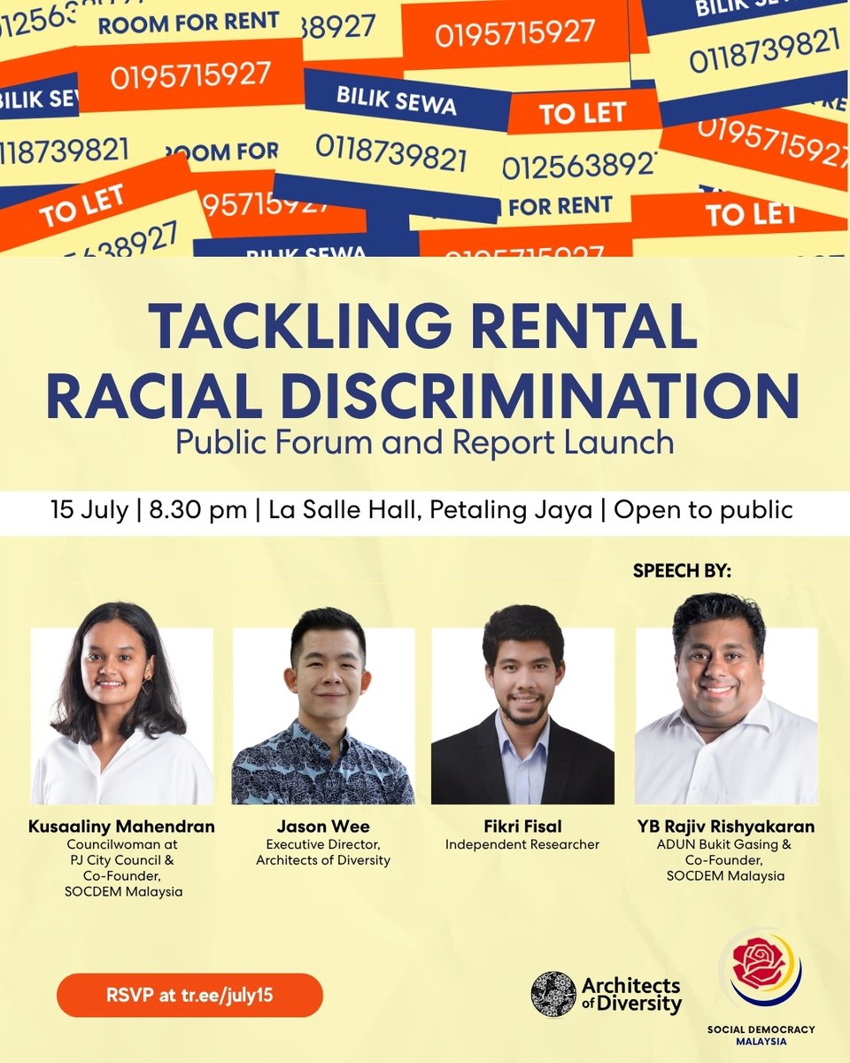 Join us for a public forum and report launch to discuss landlord and tenant rights, with presentations on racial discrimination, rental tribunal, and ultimately the proposed Residential Tenancy Act that is yet to be tabled in Parliament. 

RSVP at tr.ee/july15 (in bio)