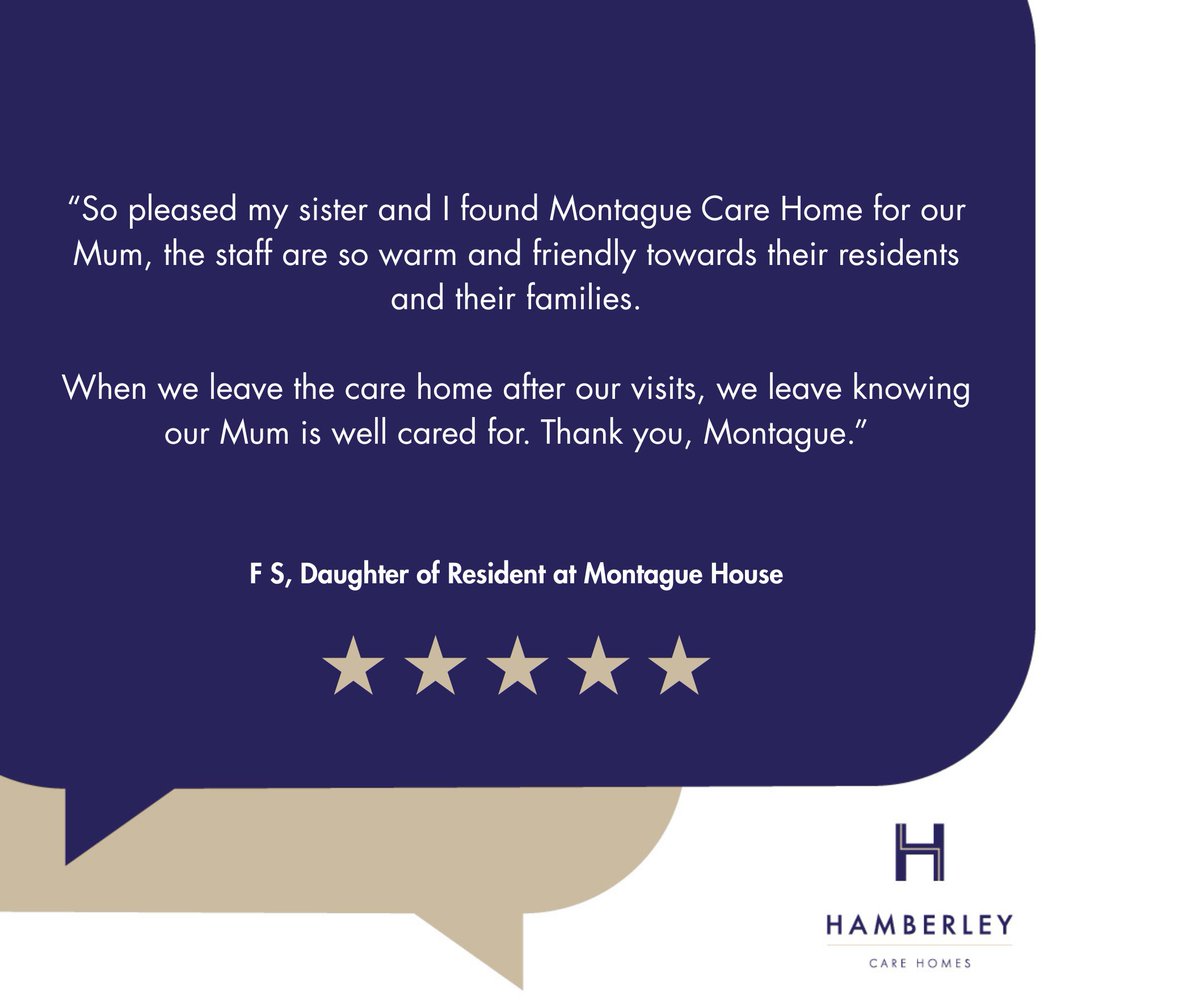 🌟 A glowing 5-star review for Montague House Care Home! 🌟

Thank you, F.S, for your kind words – they mean so much to our dedicated team and reflect everything we aim to deliver every day.

#MontagueHouse #5StarReview #OutstandingCare #WinchesterCareHome