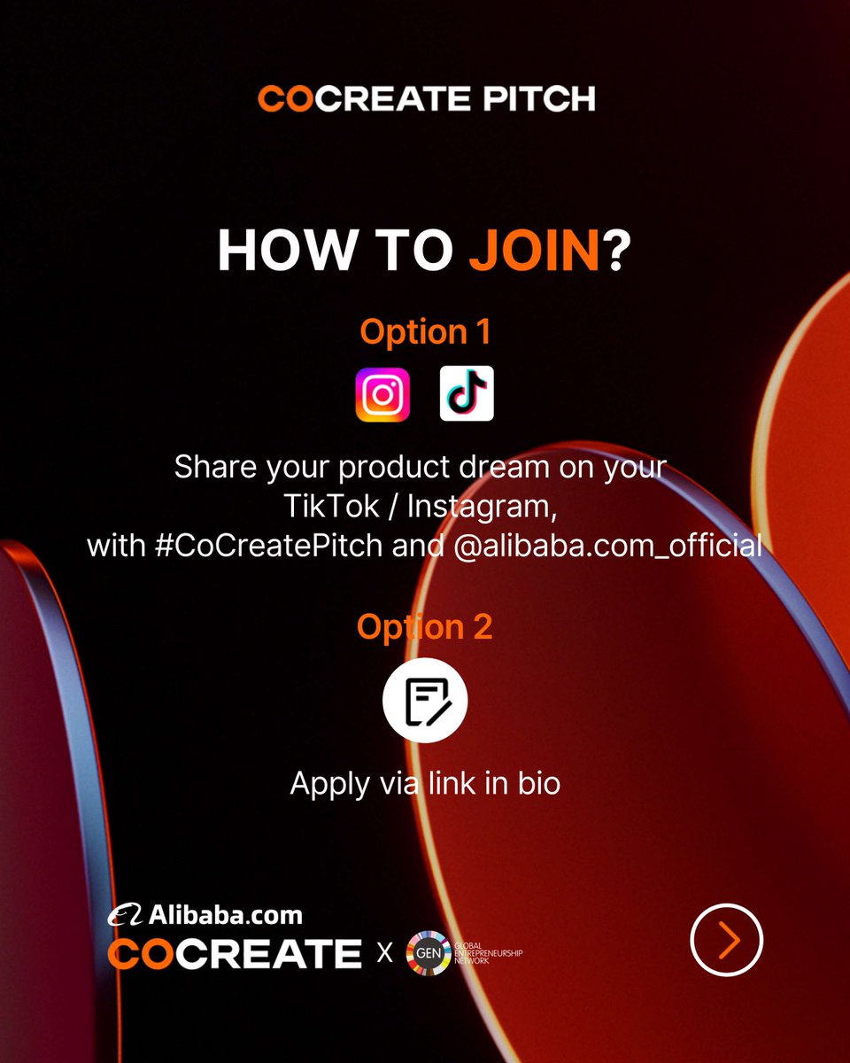 GEN is proud to support CoCreate Pitch, a competition offering $1M in funding, supply chain support from Alibaba.com, and AI-powered tools to help your business thrive.

Apply now: go.genglobal.org/cocreate?utm_s… 💡✨