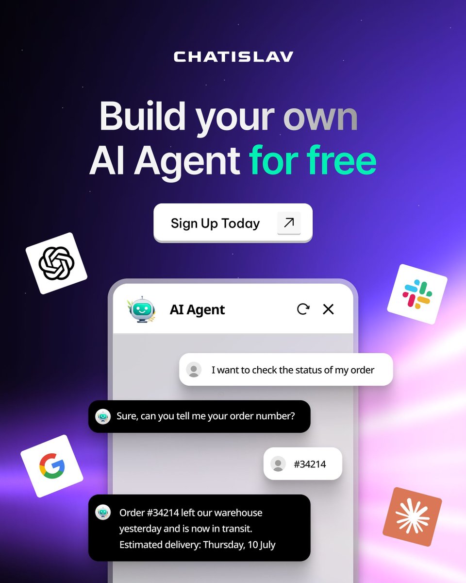 Chatislav's tweet image. Never miss another customer question. Build a fully-branded AI agent in minutes - no code & live 24/7.
Start for free at: chatislav.ai
