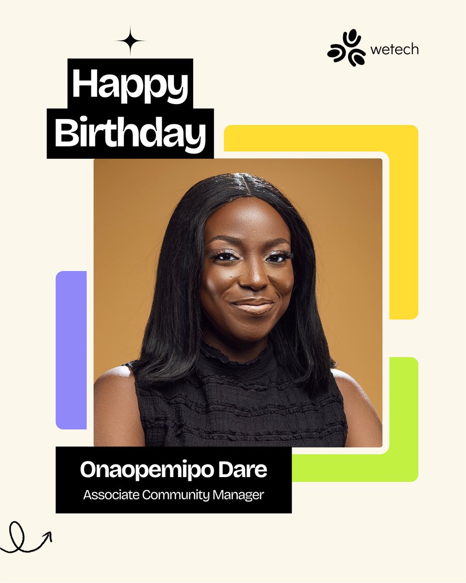Happy Birthday to our amazing Associate Community Manager, Opemipo (<a href="/Horpemipor4/">Ope.D</a>)! ✨

She nurtures the Wetech community with care, keeps our spaces vibrant, and helps every community member feel more seen.

Thank you for showing up with heart, always 💙

#JulyQueen